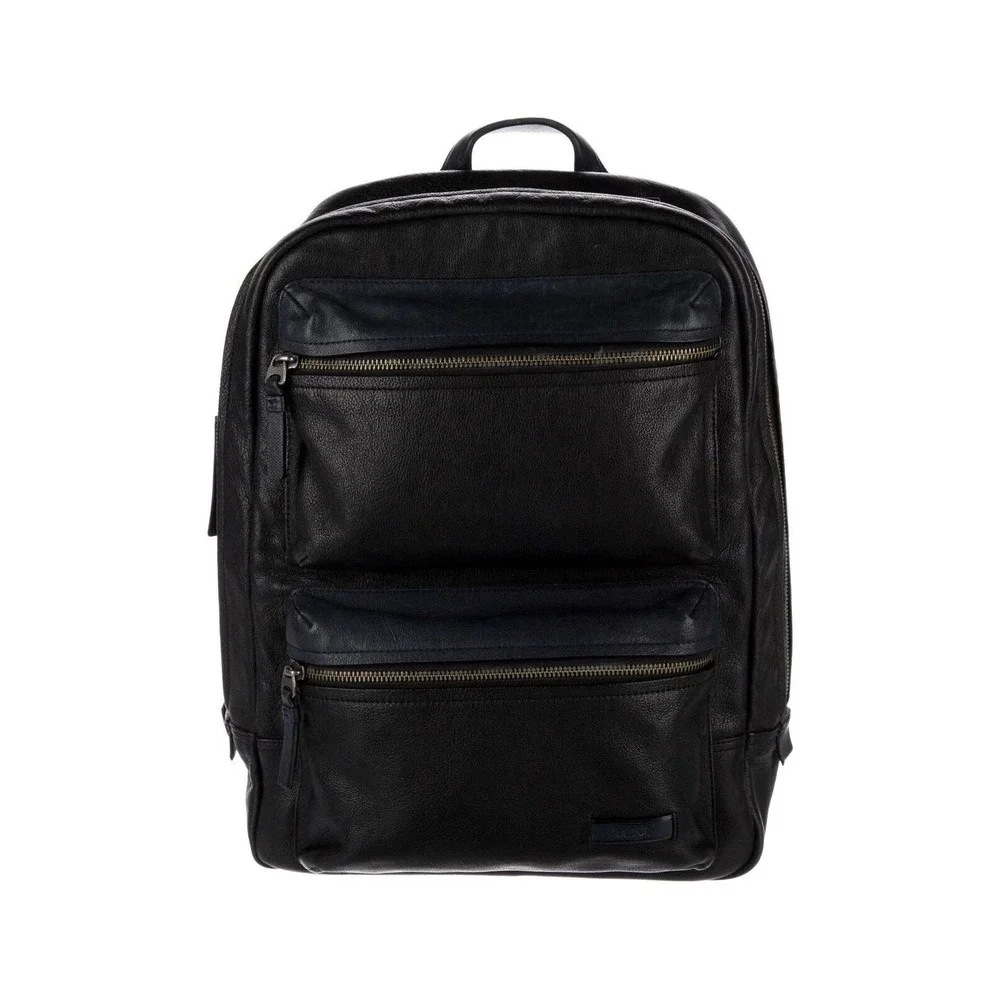 Tumi 68980 Mission Bryant Business All Leather Zip Black Backpack t602‎